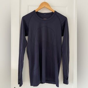 Lululemon Swiftly Tech long-sleeve shirt in navy, size 10